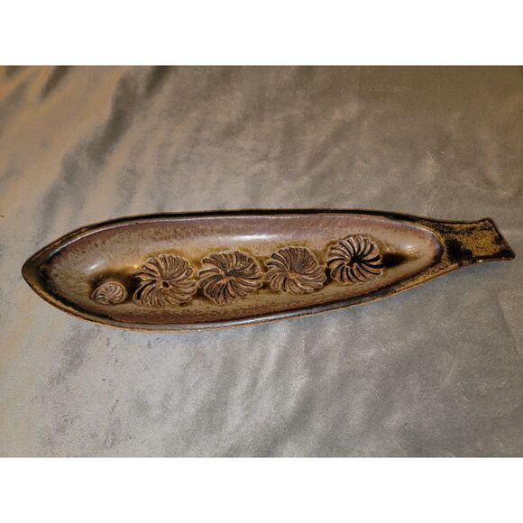 BENNINGTON Potters 1805 Brown Pottery FISH Neutral 15" Platter Decor - Picture 7 of 7